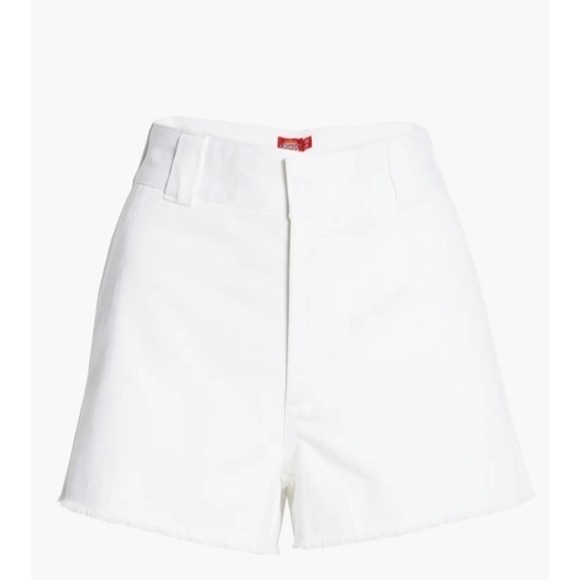 DICKIES High Rise Frayed Cotton Blend Worker Shorts White NWT - Picture 1 of 10